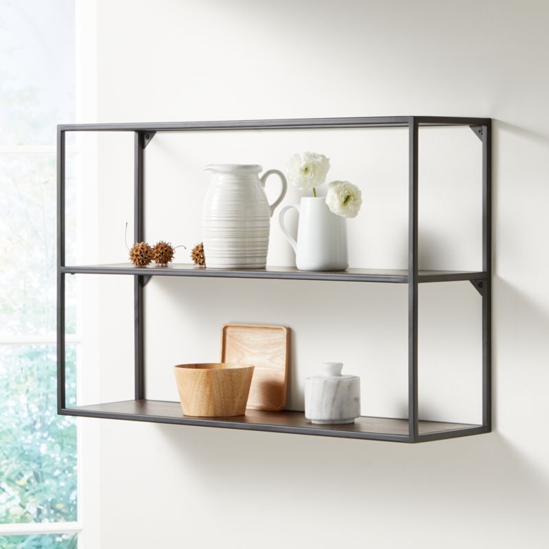 Booker Double Wide Rectangle Wall Display Shelf + Reviews | Crate and Barrel | Crate & Barrel