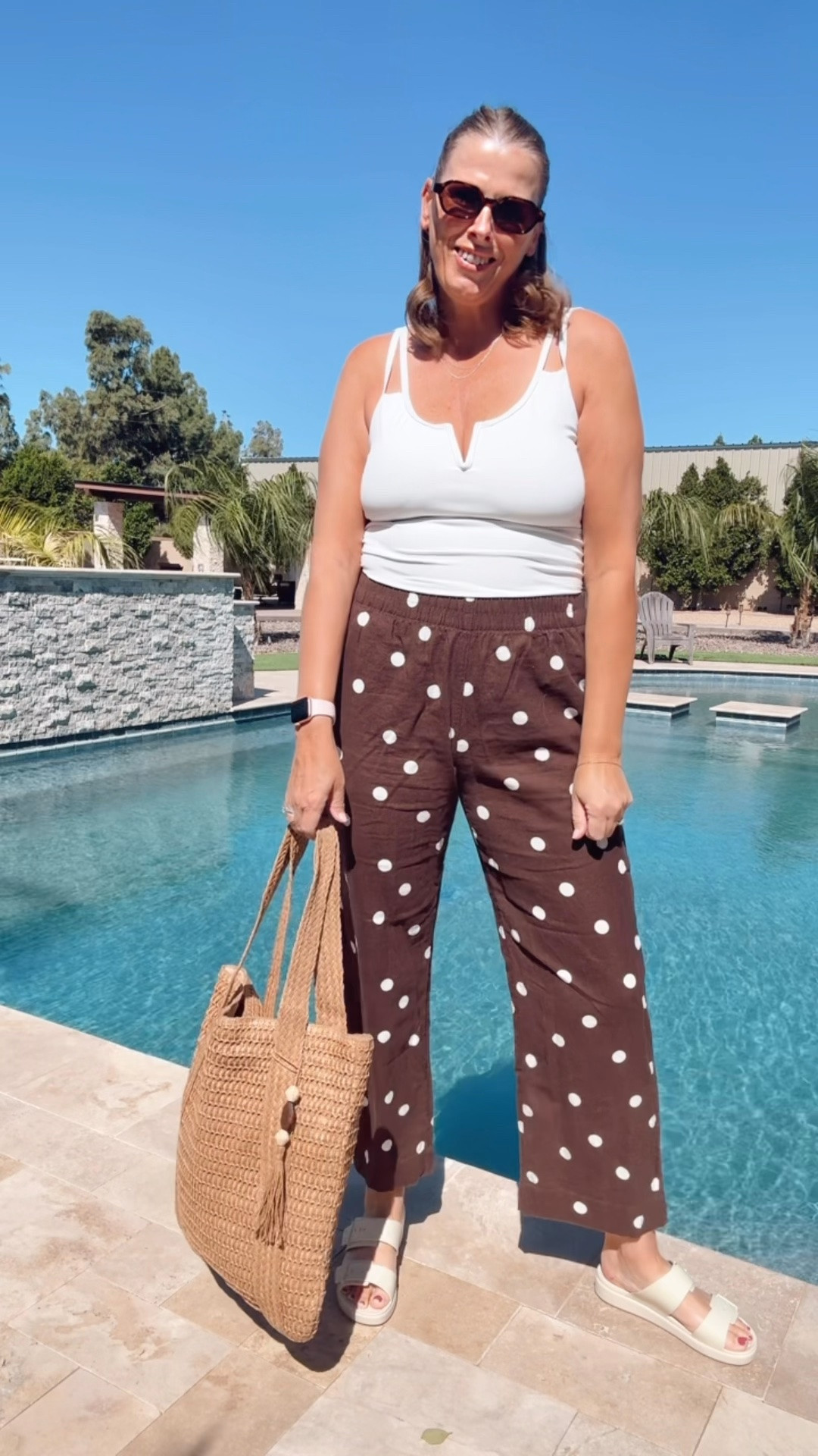 Pool outfit 

Love these polka dot linen pants, so on trend. 
This white one piece swimsuit hugs you in all the right places

#LTKsummer #LTKtravel #LTKswimwear