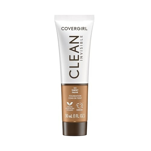 COVERGIRL Clean Invisible Foundation Makeup, Dewy & Glowy Natural Finish, Buildable Coverage, Skin-Like Smooth Look, Vegan, Tawny, 1oz | Amazon (US)