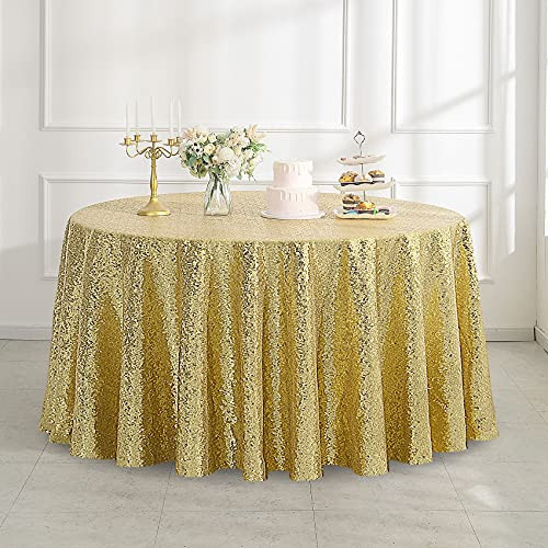 Pufogu 50" Round Gold Sequin Tablecloth Glitter Gold Table Cloths for Birthday Wedding Bridal Baby Shower Party Decorations | Amazon (US)