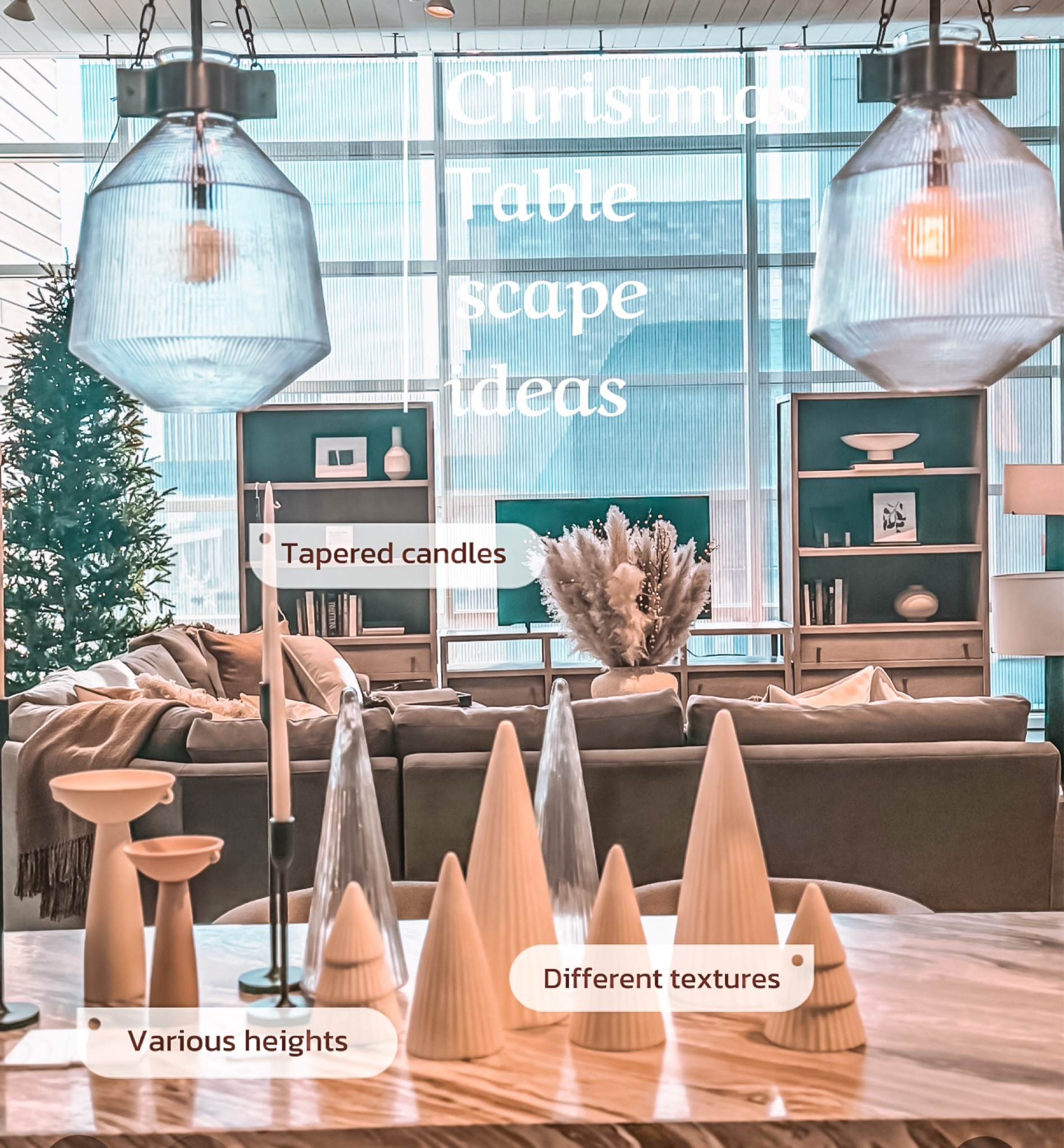 Christmas table scape 
-  tabletop trees
- pillar and taper candle holder
- neutral oblong marble table
- pre lit artificial slim tree 
- Christmas picks 
- pendant lighting

#ltkseasonal #ltkhome #ltkholiday

#LTKOver40 #LTKFindsUnder100 #LTKStyleTip