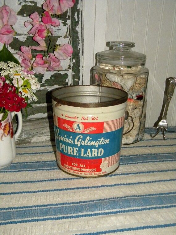 Vintage Squire's Arlington Pure Lard 4 Pound Tin - Wire Bale Handles - Farmhouse Country Decor | Etsy (US)