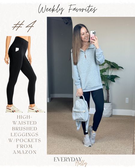 My favorite leggings made it in the top five sellers this week! These are so comfortable, and they have a high-rise with pockets! Size xs perfect for petites. 
Pullover size small
Shoes tts 

#LTKtravel #LTKunder50 #LTKstyletip