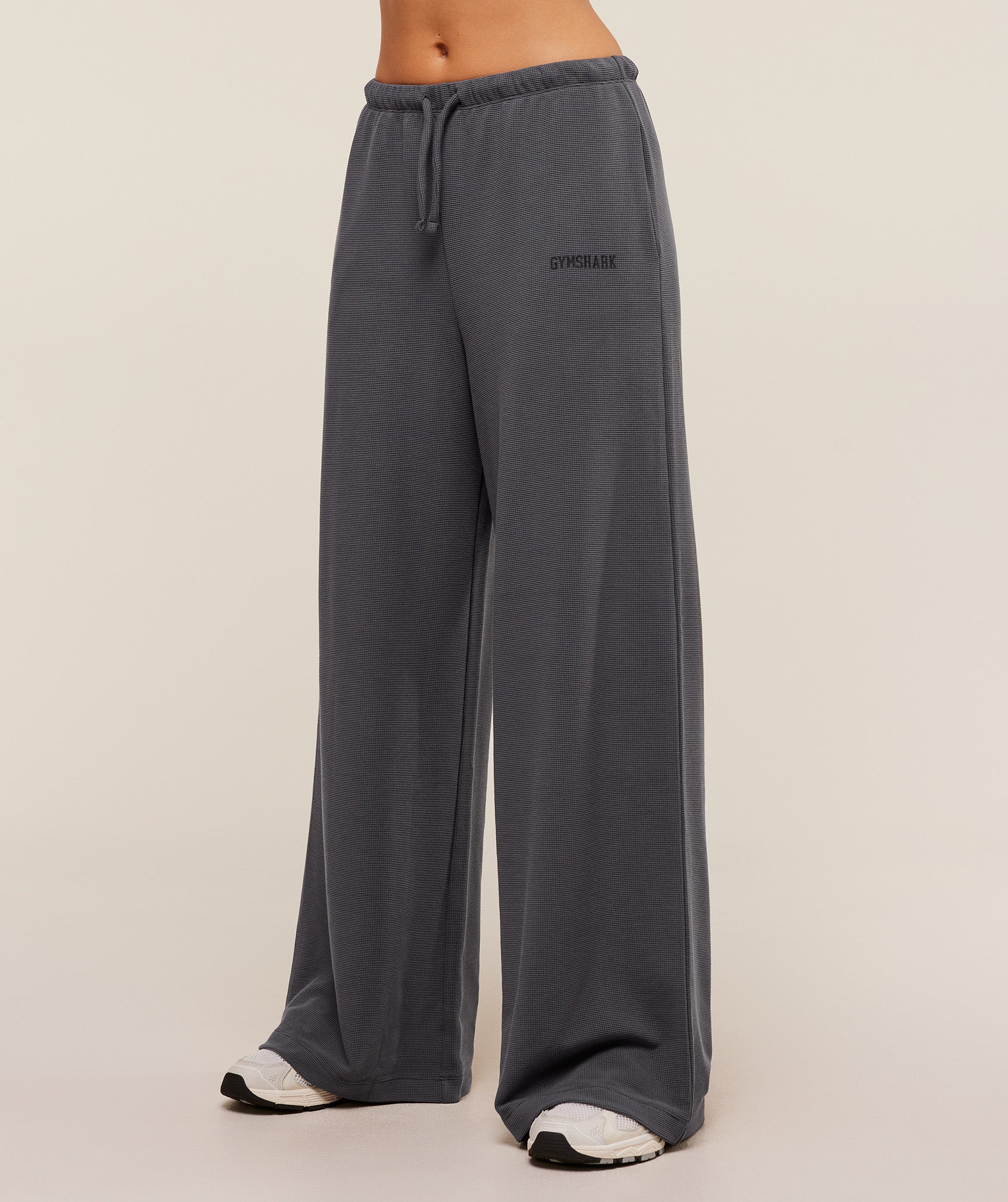 Gymshark Waffle Wide Leg Pants - Onyx Grey | Gymshark US