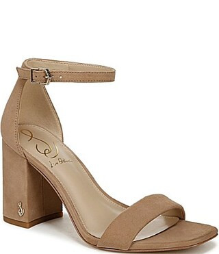 Sam Edelman Daniella Suede Ankle Strap Block Heel Square Toe Dress Sandals - 9.5 | Dillard's