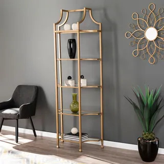 Silver Orchid Price Gold Metal Etagere Bookcase | Bed Bath & Beyond
