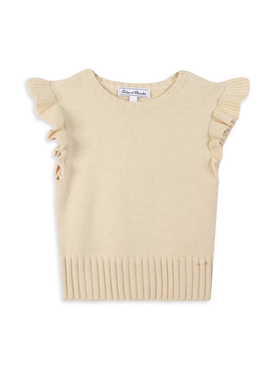 Tartine et Chocolat Little Girl's Wool-Blend Ruffle-Trim Sweater Vest | Saks Fifth Avenue | Saks Fifth Avenue