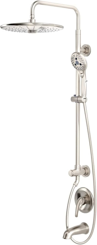 SR SUN RISE Slide Bar Shower System Bathtub Faucet Set 10 Inch 3-Function Rain Shower Heads and H... | Amazon (US)