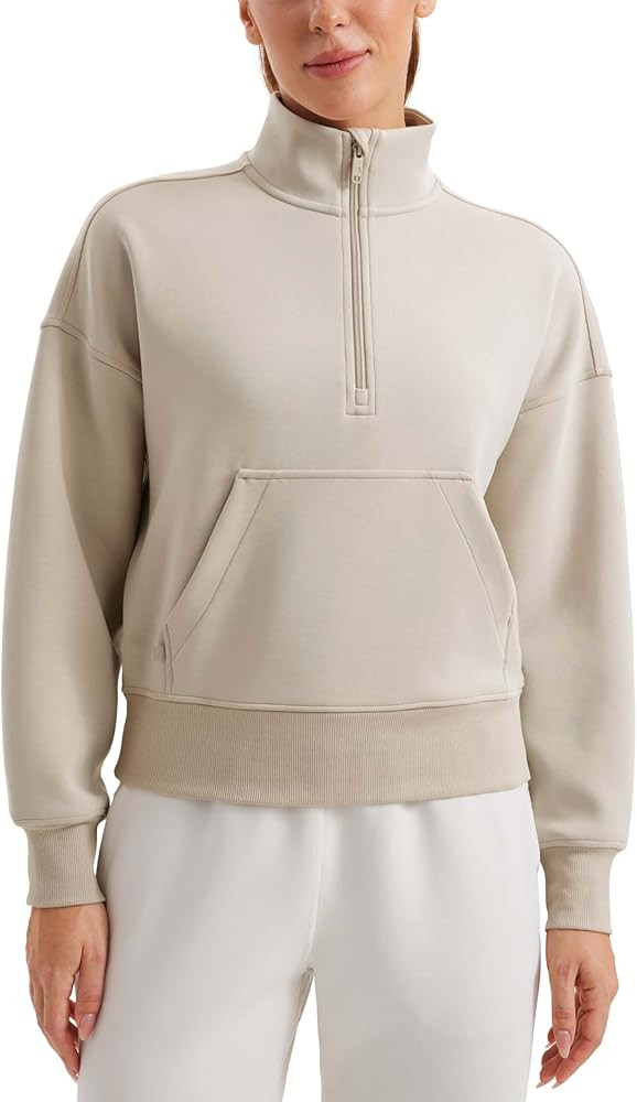 CRZ YOGA SoftAura Half Zip Sweatshirt for Women Long Sleeve Pullover Workout Casual Funnel Neck T... | Amazon (US)