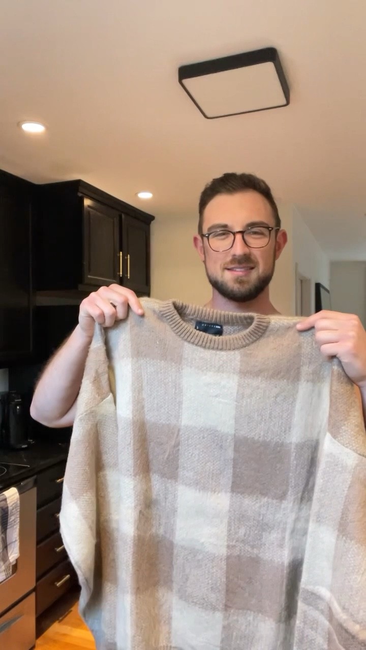 ASOS men's fluffy check sweater in beige

#LTKmens #LTKSeasonal