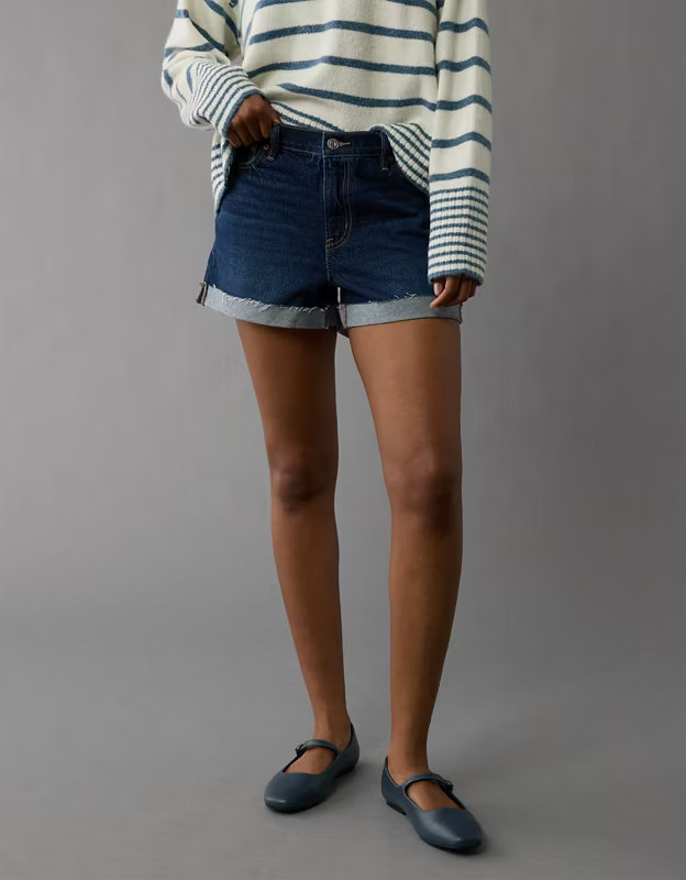 AE Strigid Super High-Waisted Relaxed Denim Short | American Eagle Outfitters (US & CA)