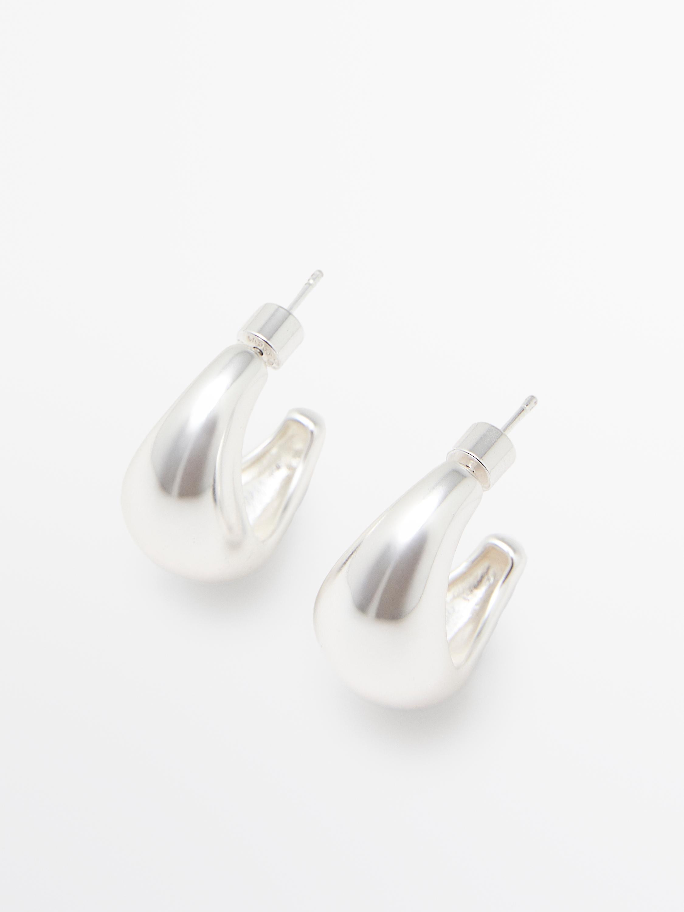 Half-moon hoop earrings \u00b7 Silver \u00b7 Jewelry | Massimo Dutti | Massimo Dutti UK
