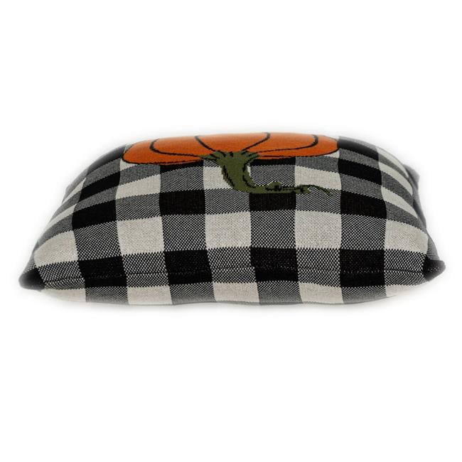 HomeRoots 383149 20 x 20 x 4 in. Black, White & Orange Buffalo Check Pumpkin Throw Pillow | Walmart (US)