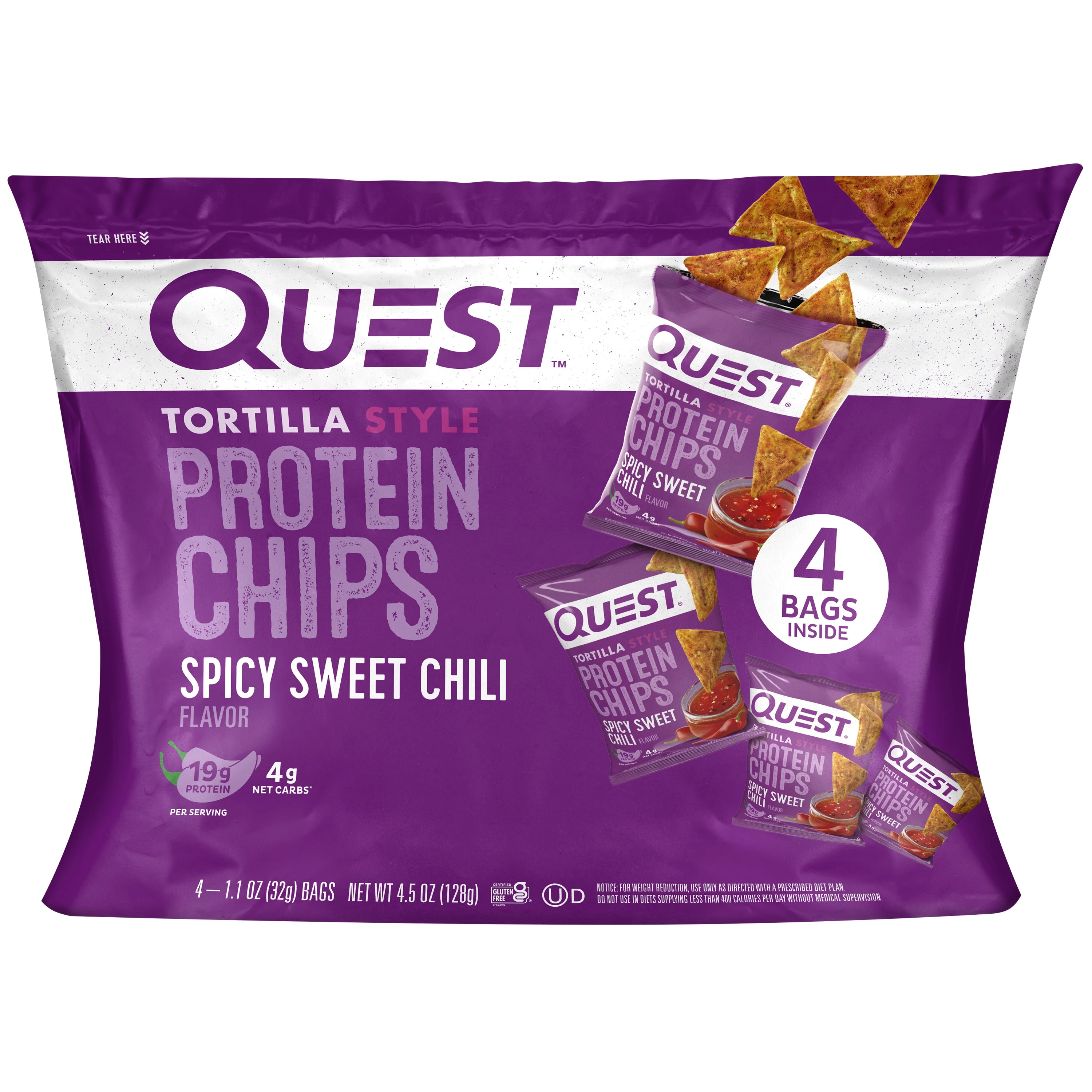 Quest Tortilla Style Protein Chips, Spicy Sweet Chili, High Protein, Baked, Gluten Free, 4 Count | Walmart (US)