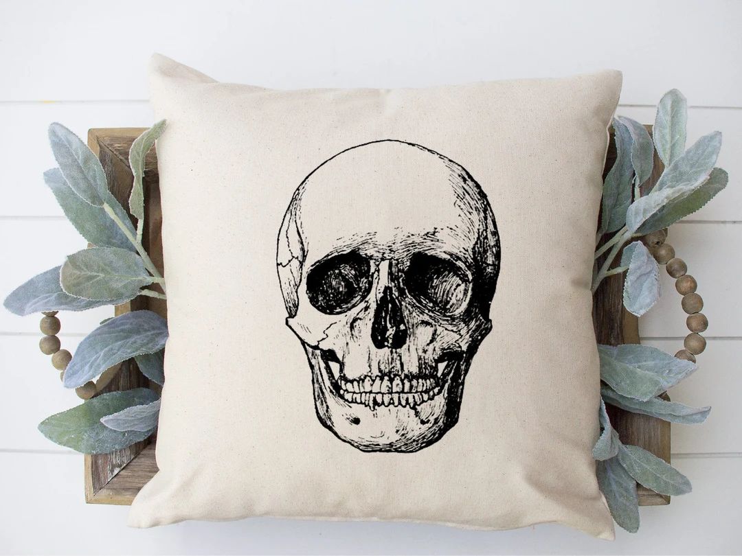 Skull Throw Pillow Perfect Halloween Home Decor 2nd Anniversary Gift - Etsy | Etsy (US)