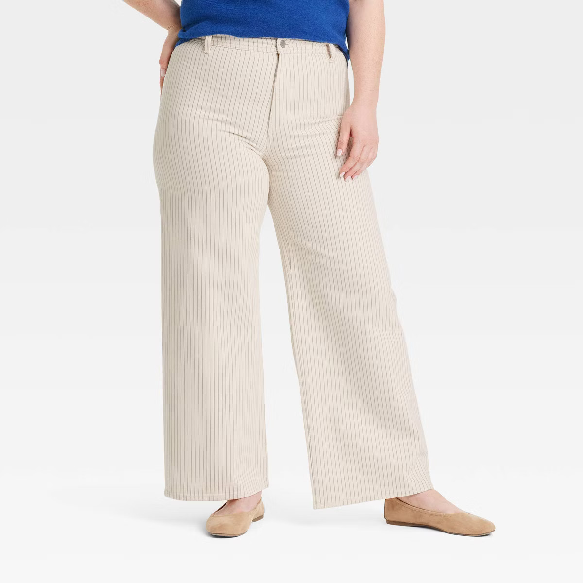 Women's High-Rise Sailor Wide Leg Ankle Jeans - Universal Thread™ Cream Striped 6 | Target