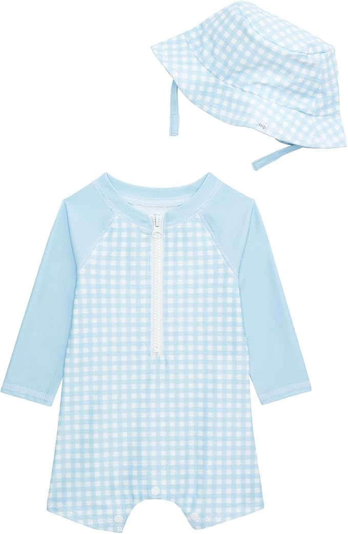 Mud Pie Baby Boy Blue Gingham Rashguard | Amazon (US)