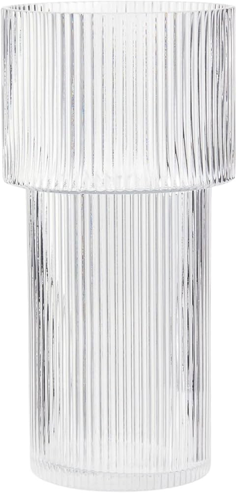 YANWE Clear Glass Vase, Flower Vase for Centerpieces, Ribbed Vase, Tall Vase, Large Glass Vase, M... | Amazon (US)