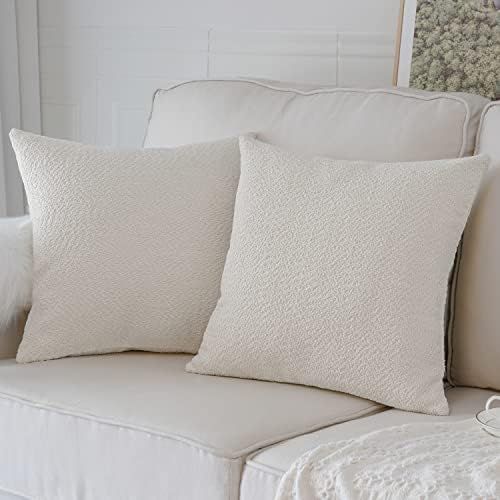 Artcest Set of 2 Decorative Boucle Like Square Throw Pillow Covers, Glamorous Comfy Elegant Textu... | Amazon (US)