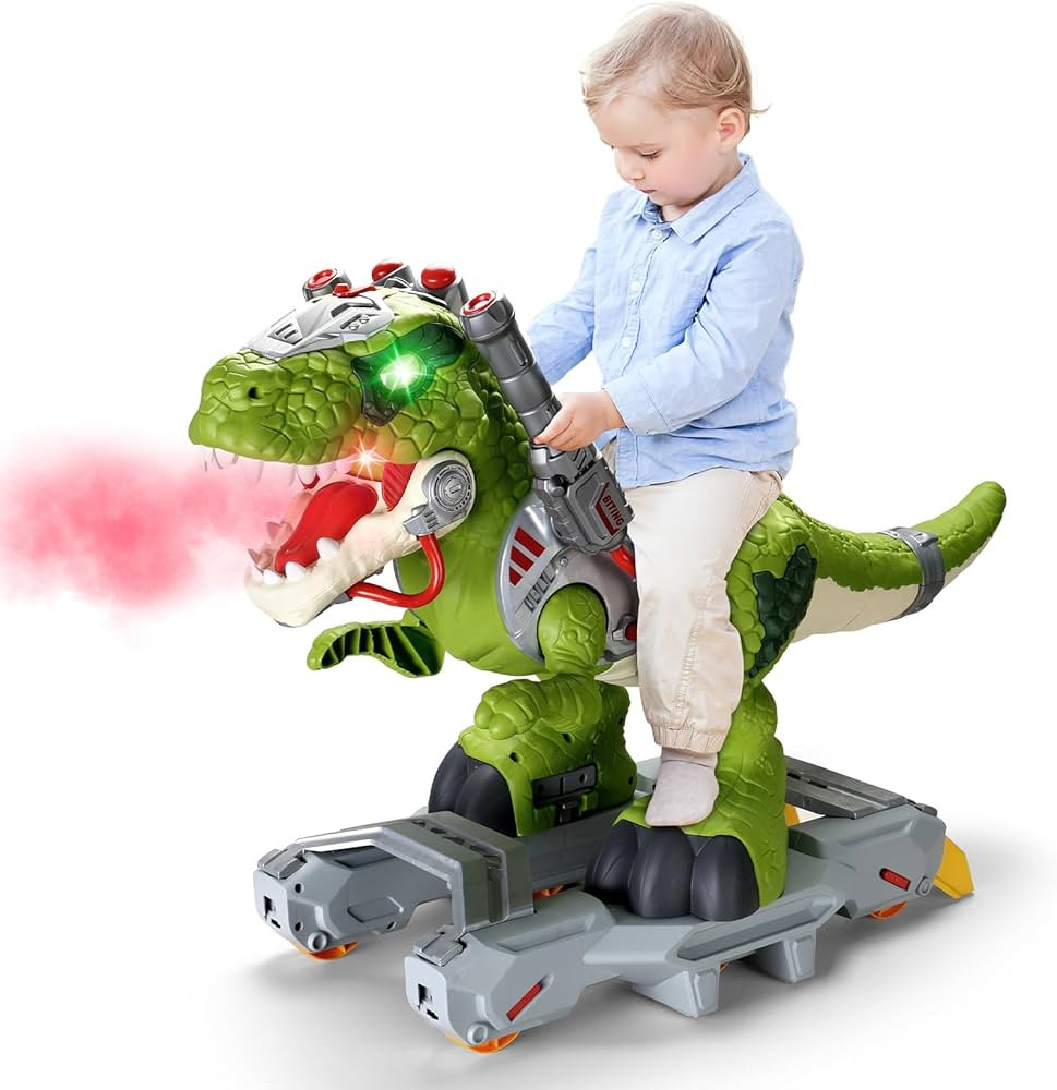 Dinosaur Ride On Toy Cars for Kids, Toddler Electric Ride On Toys with Music, Light & Smoke, Pres... | Amazon (US)
