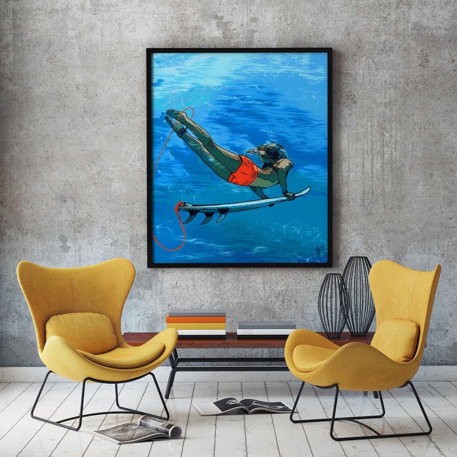 Girl surfing, surf, dive, surfing, ocean, sea, summer, surfer, sun, decoration, decor, wall art, ... | Etsy (US)