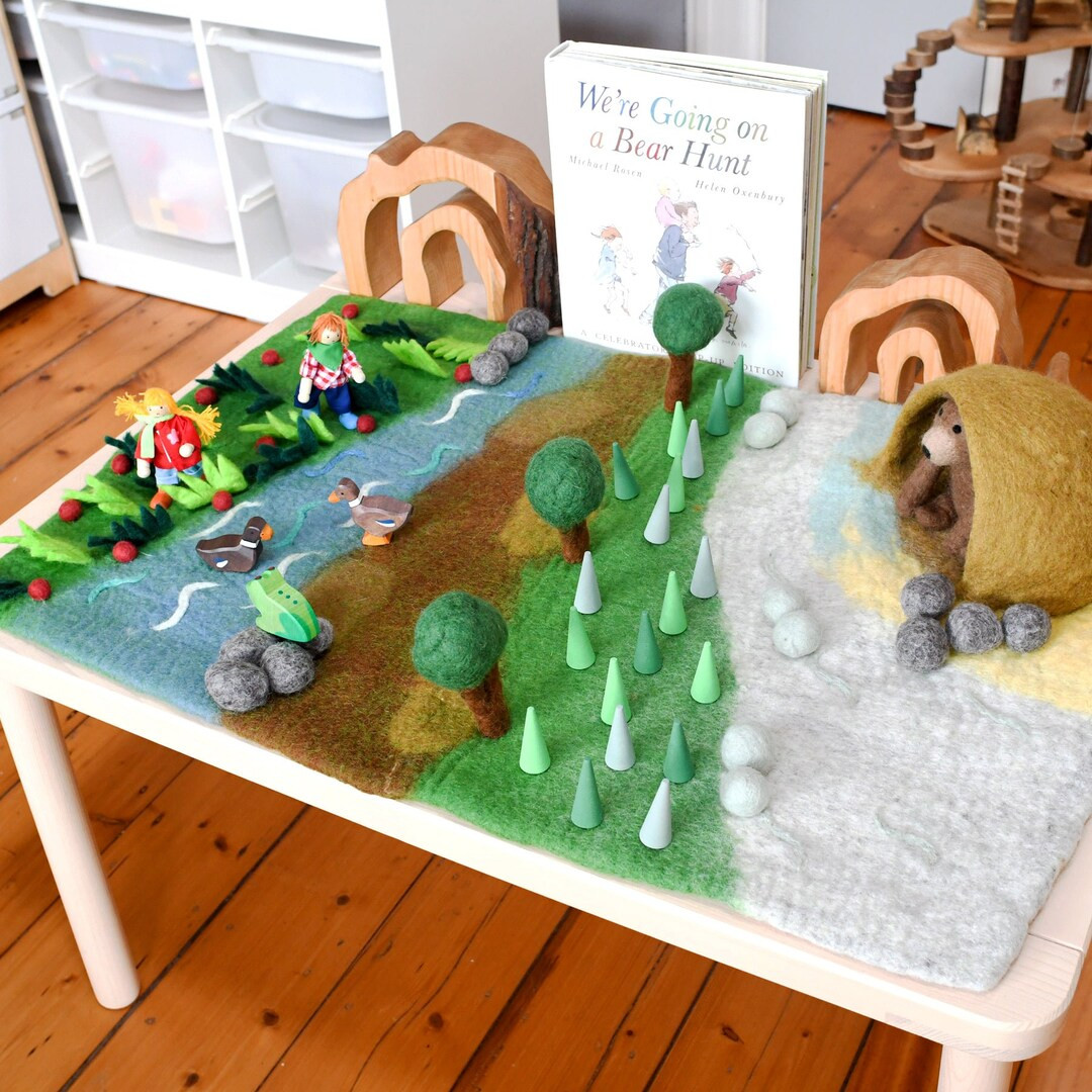 Felted Bear Hunt Play Mat Playscape / We're Going on a Bear Hunt Playscape / Waldorf Inspired Pla... | Etsy (US)