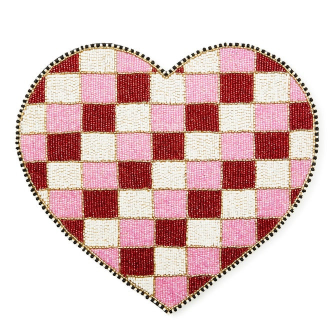 Red and White Check Heart Shaped Placemat | MacKenzie-Childs