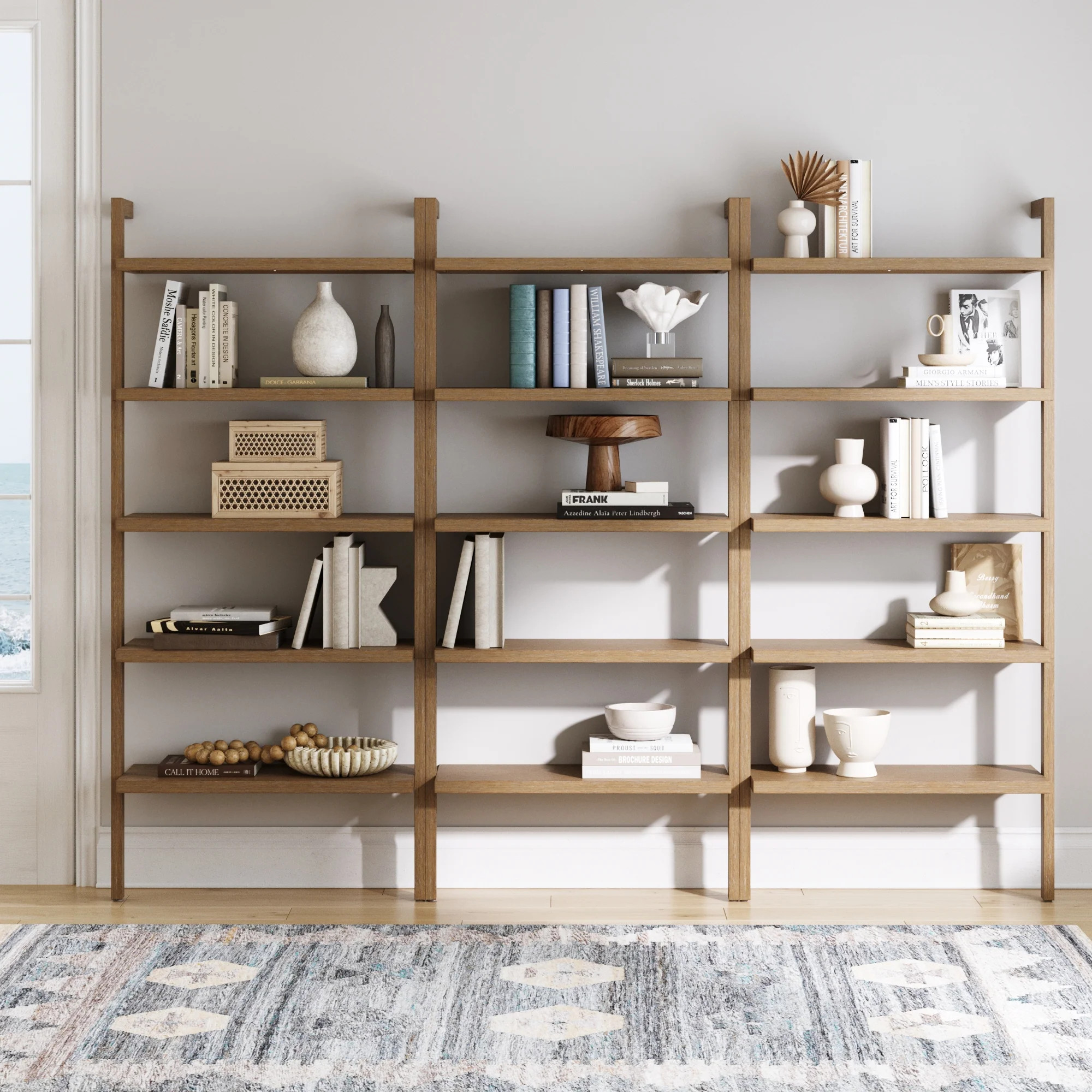 Wood Wall Bookshelves Light Brown (Set of 3) | Nathan James