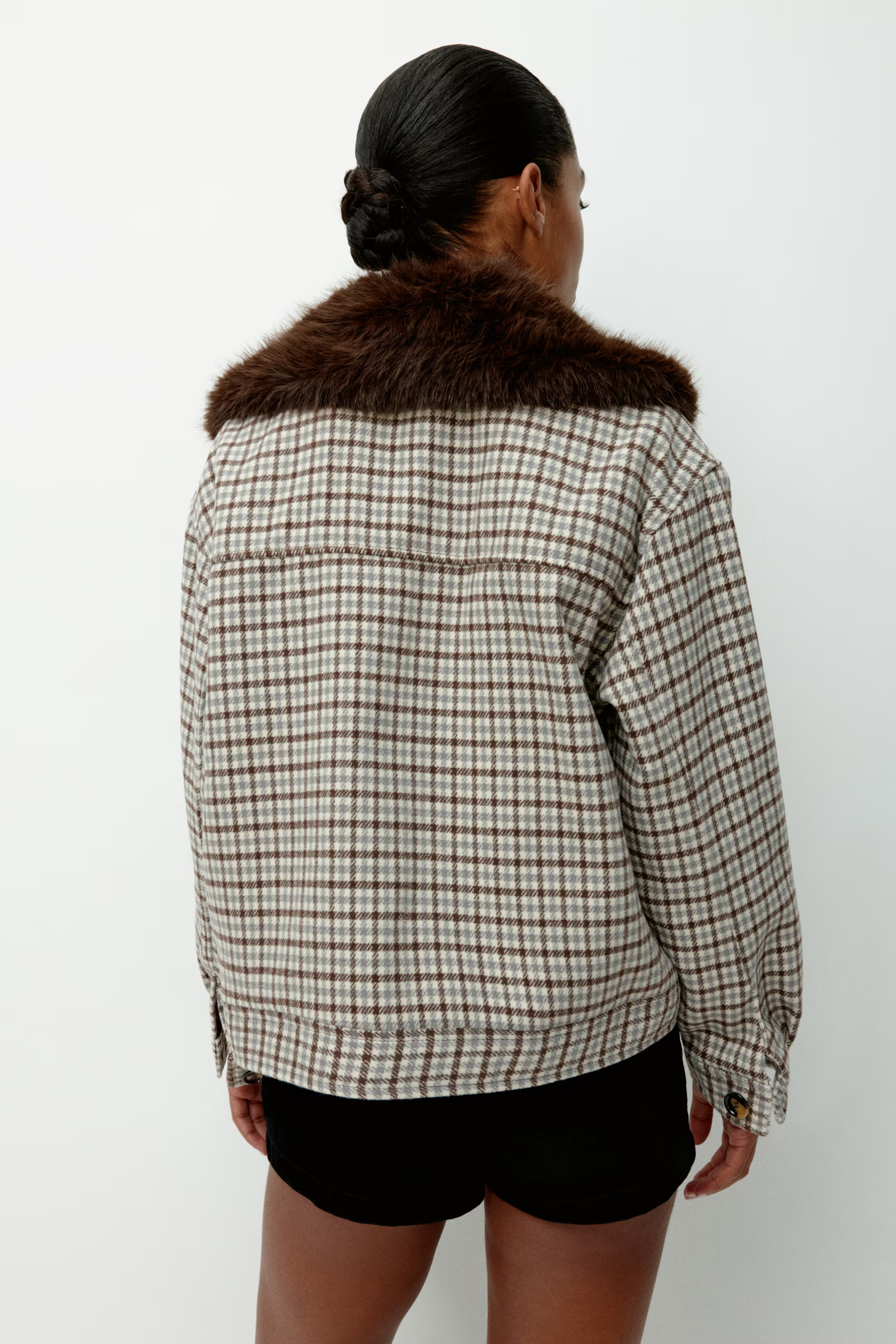 Twill Jacket with Fluffy Collar | H&M (US + CA)