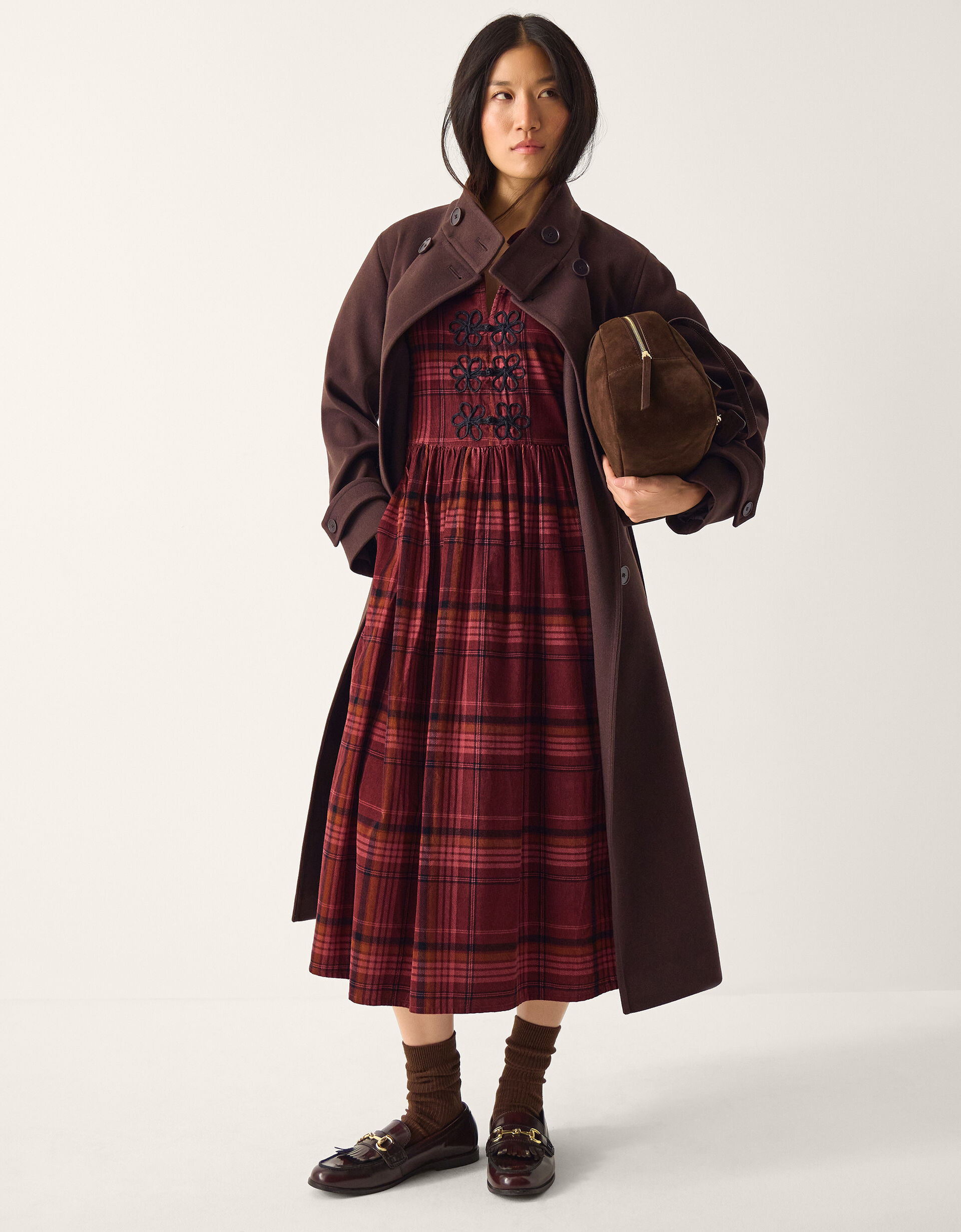 Charly Check Corduroy Midi Dress Red | Monsoon (UK)