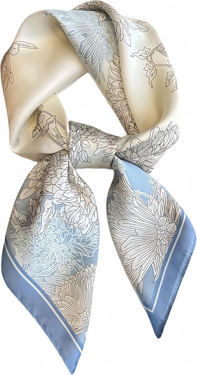 MINIDORA Satin Scarves for Women 27.5 × 27.5 inches Medium Square Elegant Silk Feeling Head Scarf | Amazon (US)