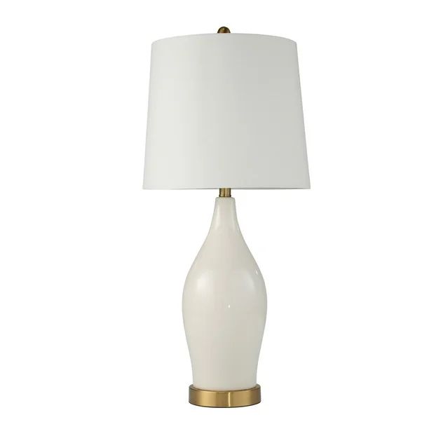 31" Gold Ceramic Table Lamp with White Tapered Shade | Walmart (US)