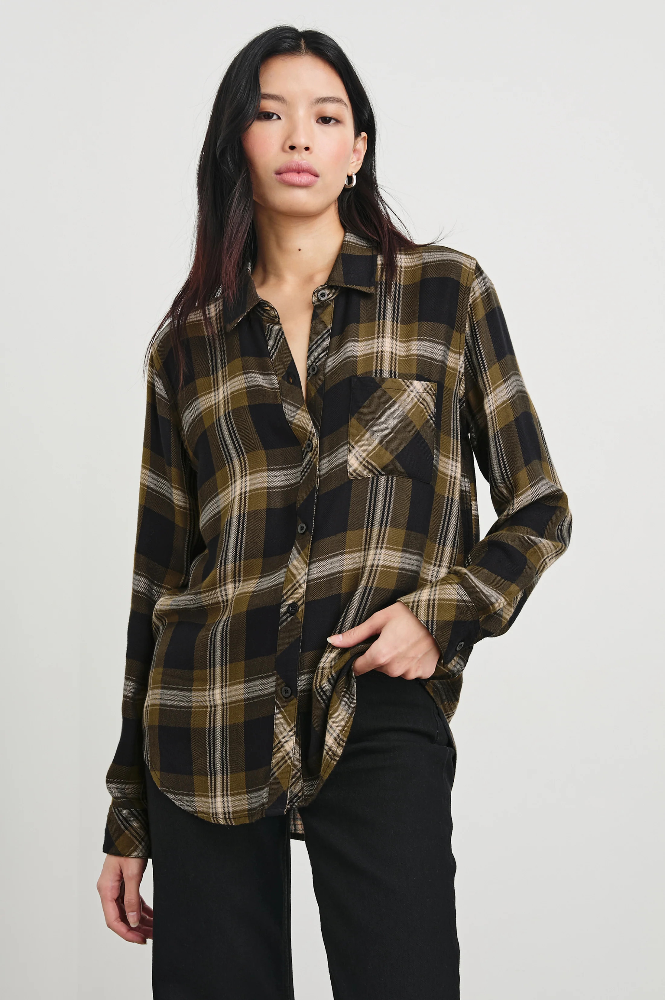HUNTER SHIRT - BLACK CARMEL LUREX | Rails