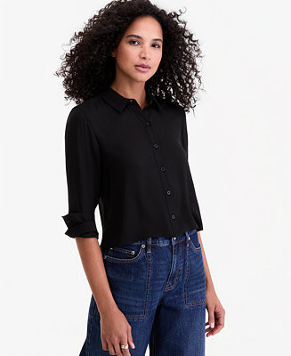 On 34thTrendy Plus Size Collared Button-Front Shirt | Macy's