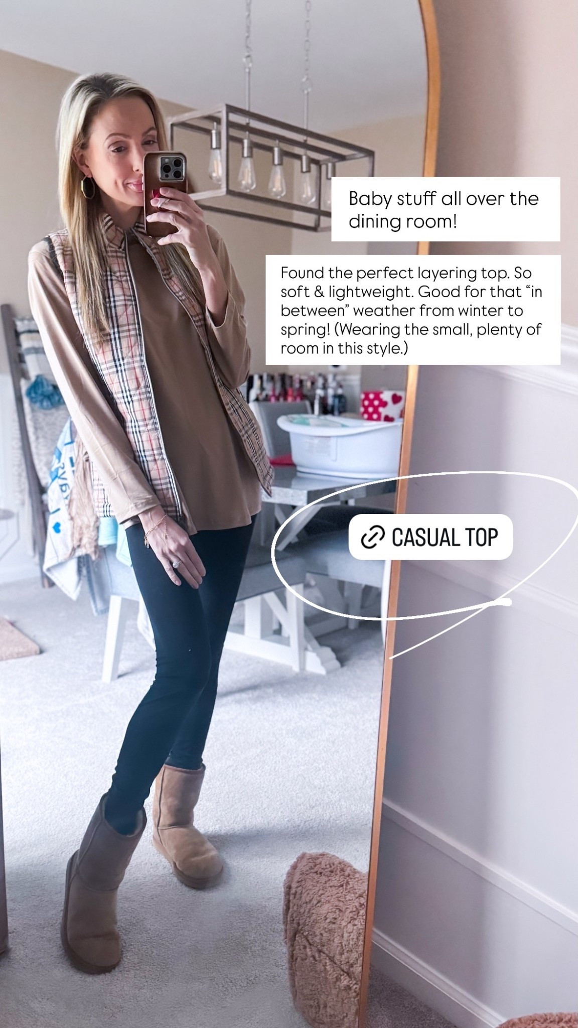 Baby stuff all over the dining room! Found the perfect layering top. So soft & lightweight. Good for that “in between” weather from winter to spring! (Wearing the small, plenty of room in this style.)

#LTKTall

#LTKootd #LTKSeasonal #LTKBump
