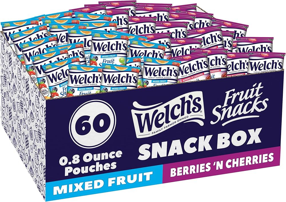 Welch's Fruit Snacks, Mixed Fruit Snack Box, Gluten Free, 0.8oz Snack Packs (Pack of 60) | Amazon (US)