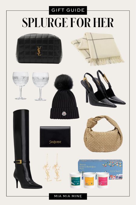 Luxe holiday gifts for her
Gift guide for her
Saint Laurent earrings
Saint Laurent boots
Bottega veneta teen Jodie
Saint Laurent makeup bag
Cashmere throw blanket 

#LTKGiftGuide #LTKstyletip #LTKHoliday