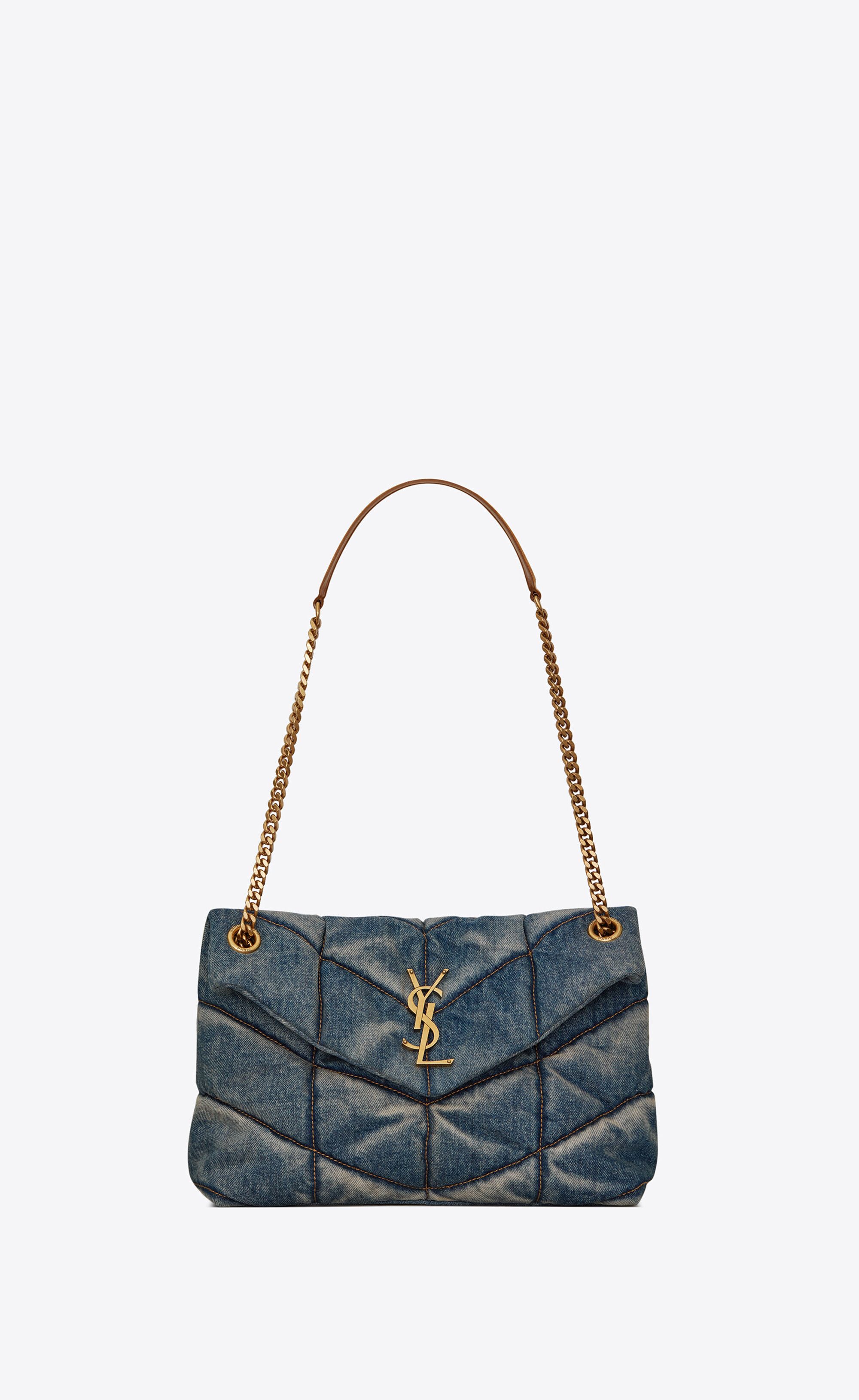 puffer small bag in quilted vintage denim and suede | Saint Laurent Inc. (Global)