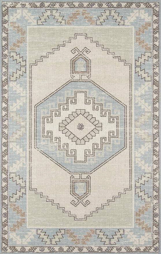 Momeni Anatolia Wool and Nylon Area Rug, 2' X 3', Light Blue | Amazon (US)