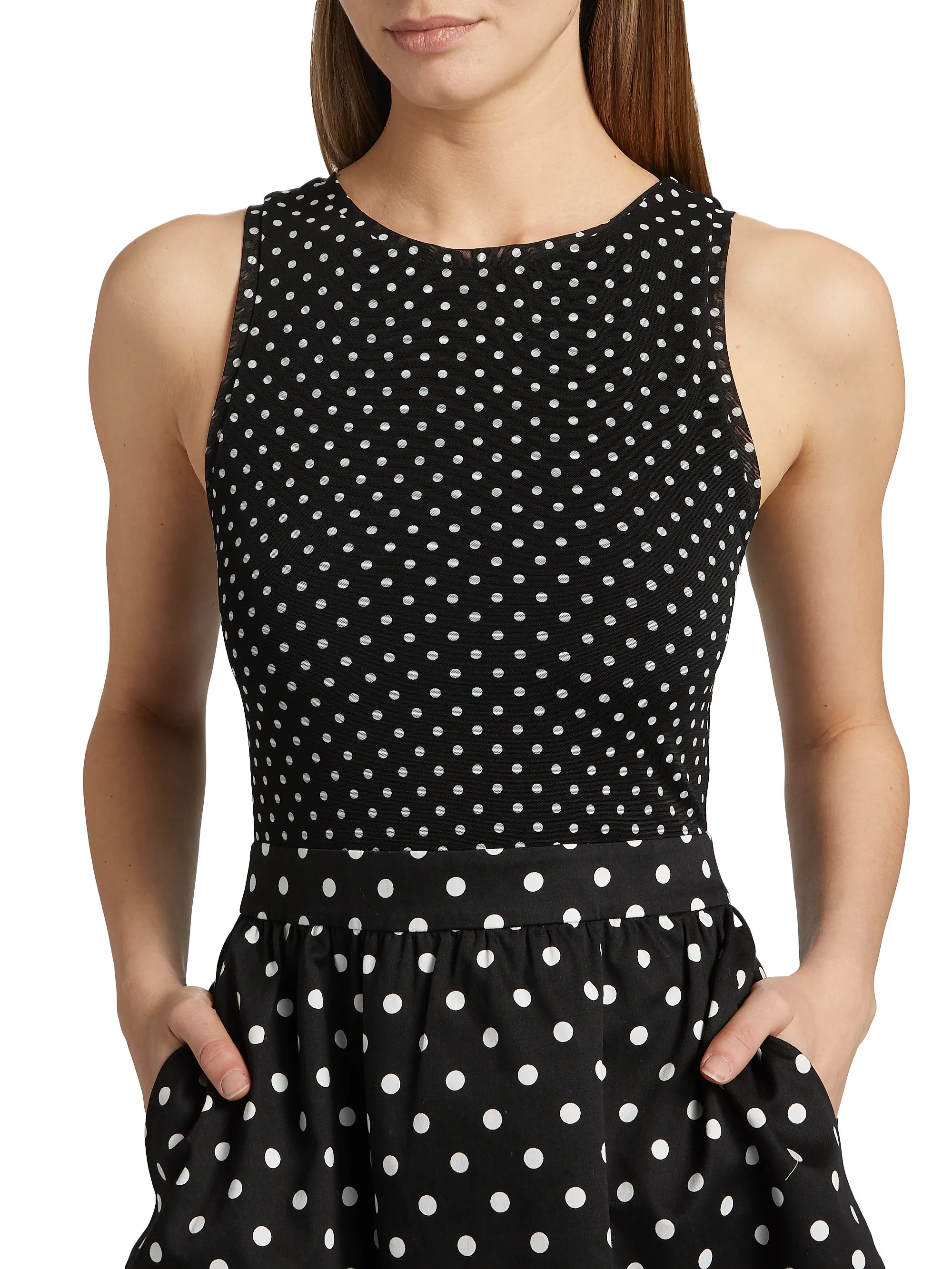 Alice + Olivia Chara Polka Dot Cotton Fit &amp; Flare Minidress | Saks Fifth Avenue | Saks Fifth Avenue