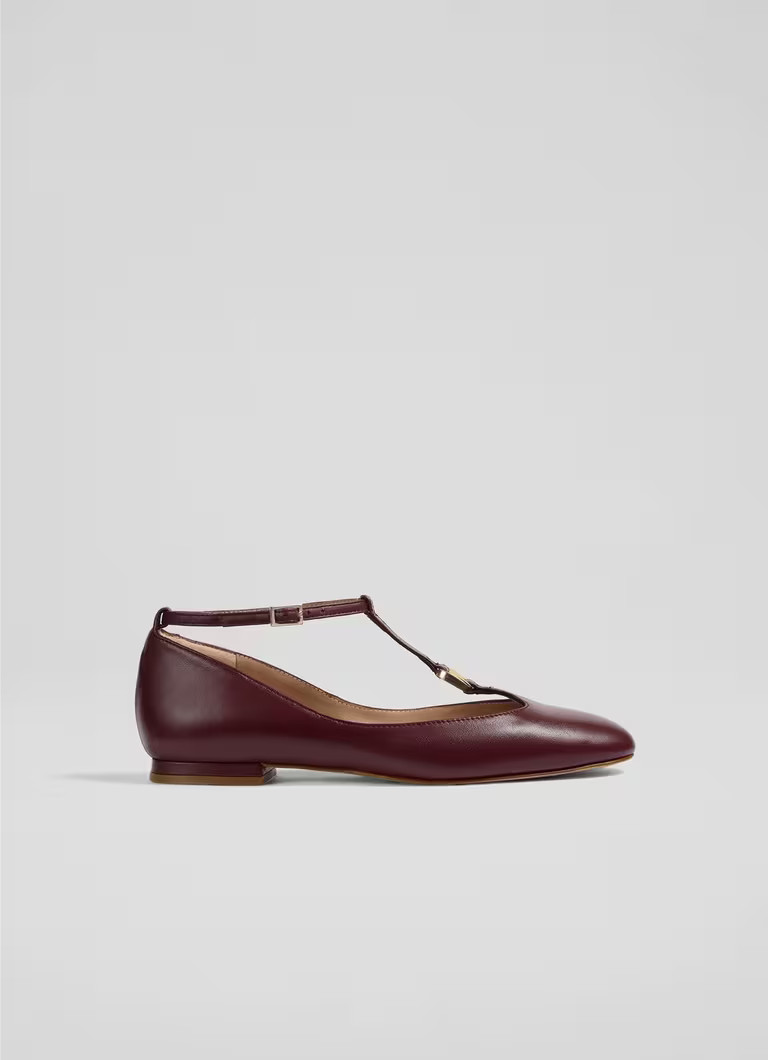 Minna Burgundy  Leather Maryjane Flats | L.K. Bennett (UK)