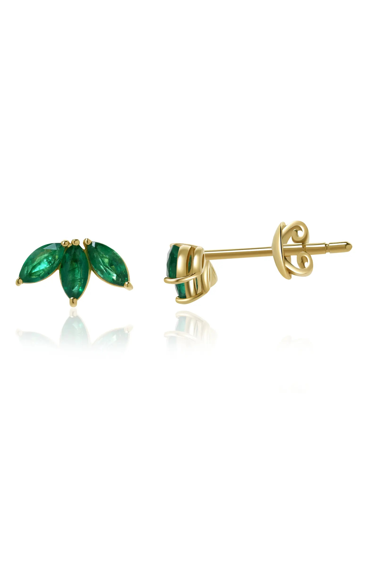 VALANI ATELIER Emerald Marquise Cluster Stud Earrings | Nordstrom | Nordstrom