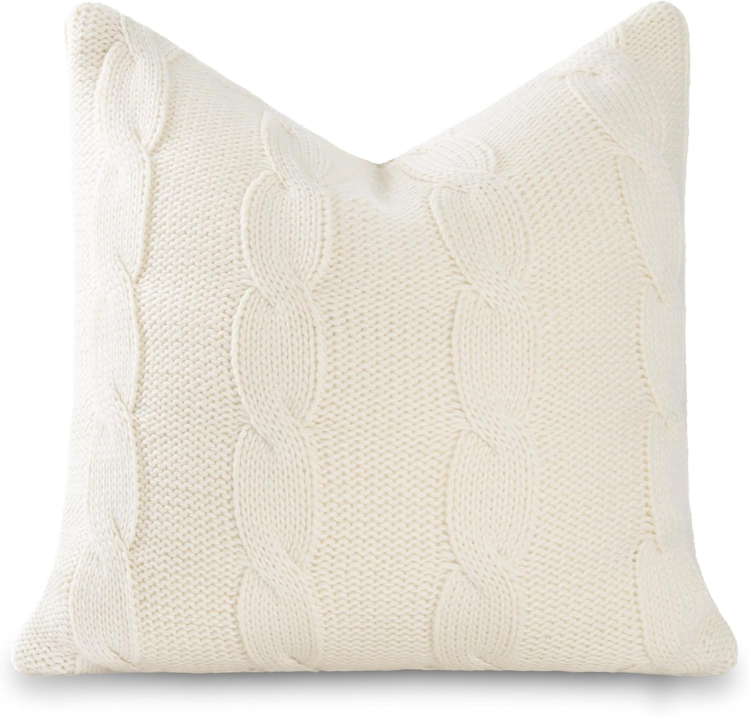 Hofdeco Premium Merino Wool Cable Knit Throw Pillow Cover, 20x20, Beige | Amazon (US)