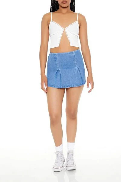 Pleated Denim Mini Skirt | Forever 21