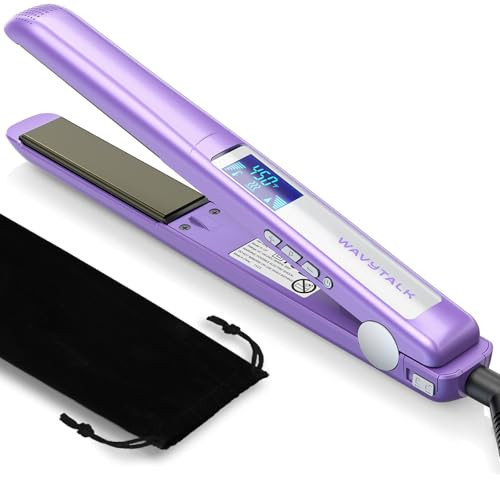 Wavytalk Pro Flat Iron Hair Straightener, 100% Pure Titanium Flat Iron for Easy Glide, Straightener and Curler for All Hairstyles, Dual Voltage (Purple) | Amazon (US)
