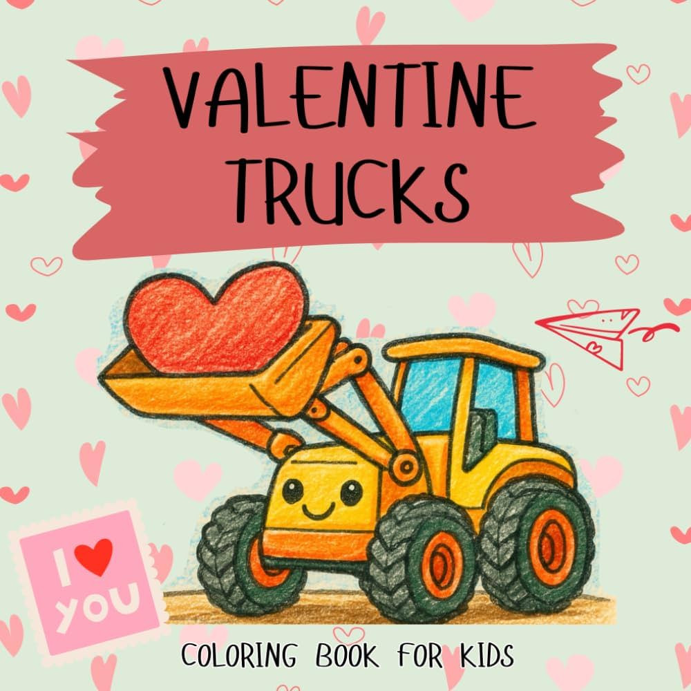 Valentine Trucks Coloring Book for Toddlers: Cute & Simple Truck Coloring Pages for Kids Ages 2... | Amazon (US)