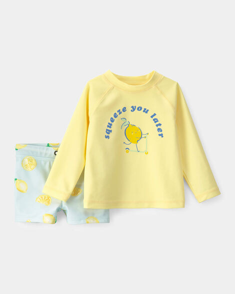 Baby Boy 2-Piece Lemon Rashguard Swimsuit Set - Yellow/Blue | Carter's | Carter's Inc