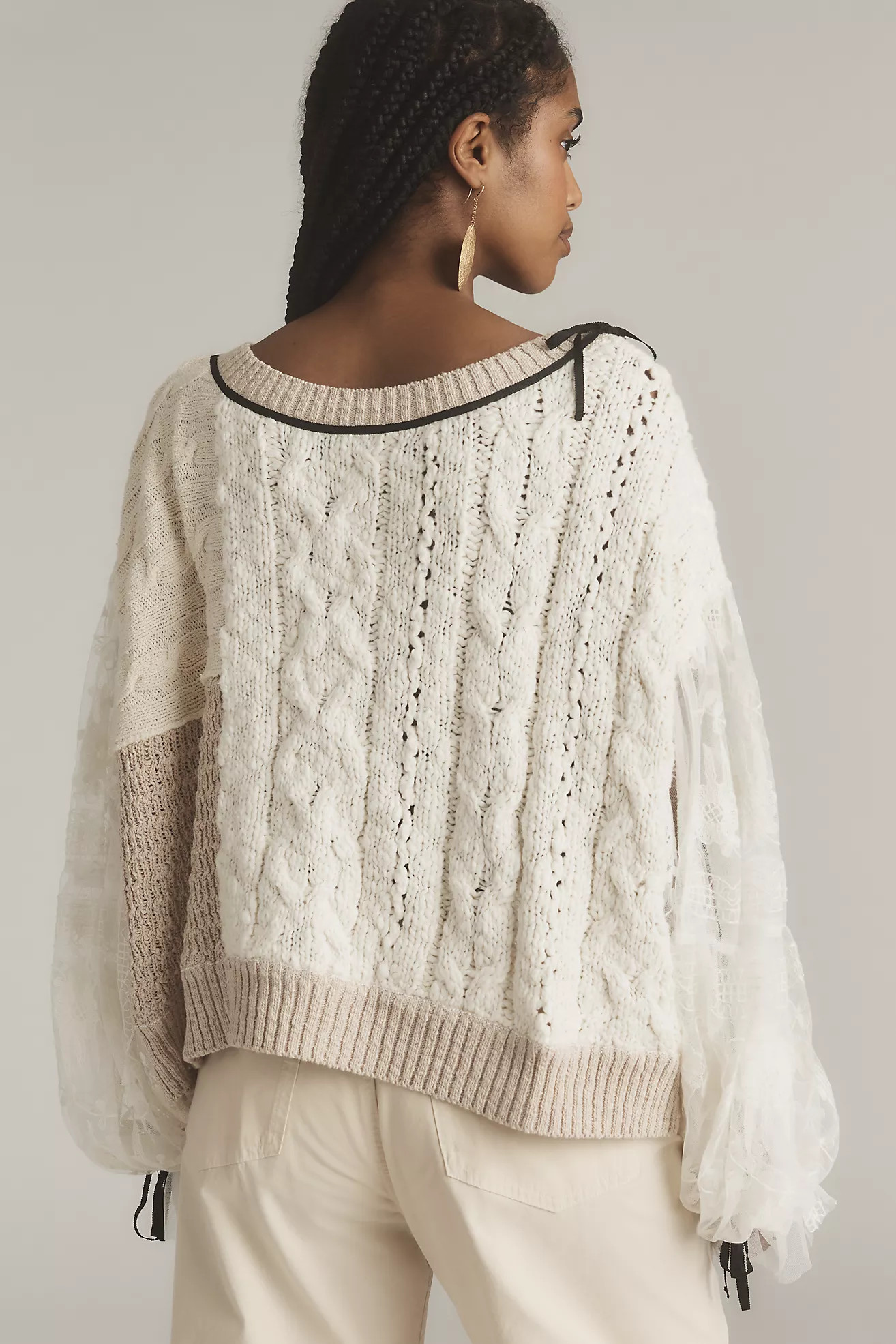 By Anthropologie Lace Cable Twofer Sweater | Anthropologie (US)