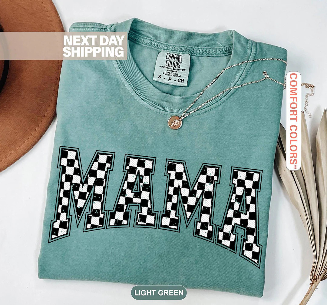 Comfort Colors ® Checkered Mama Shirt Gift for Mom, Retro Mom Tee, Mother's Day Gift, Vintage Ch... | Etsy (US)