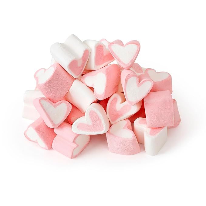 The Snackery Pink and White Heart Shaped Marshmallows, Strawberry Vanilla Flavored Hearts, 17.6 O... | Amazon (US)